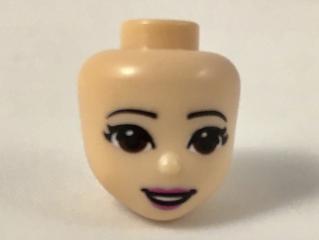 LEGO Minifigure Heads (Friends) - Brown eyes, dark pink lips and open mouth (light nougat)