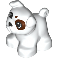 LEGO Duplo Animals - Bulldog with Dark Brown, blotchy face (white)
