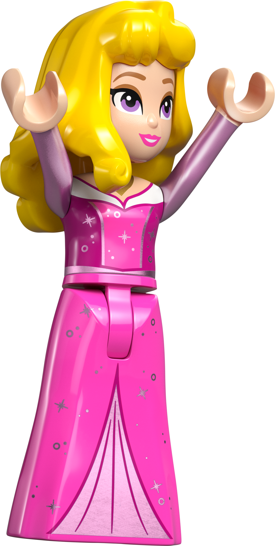 LEGO Minifigur Aurora - Dark Pink Dress, Metallic Pink Sleeves, Gold (dis153)