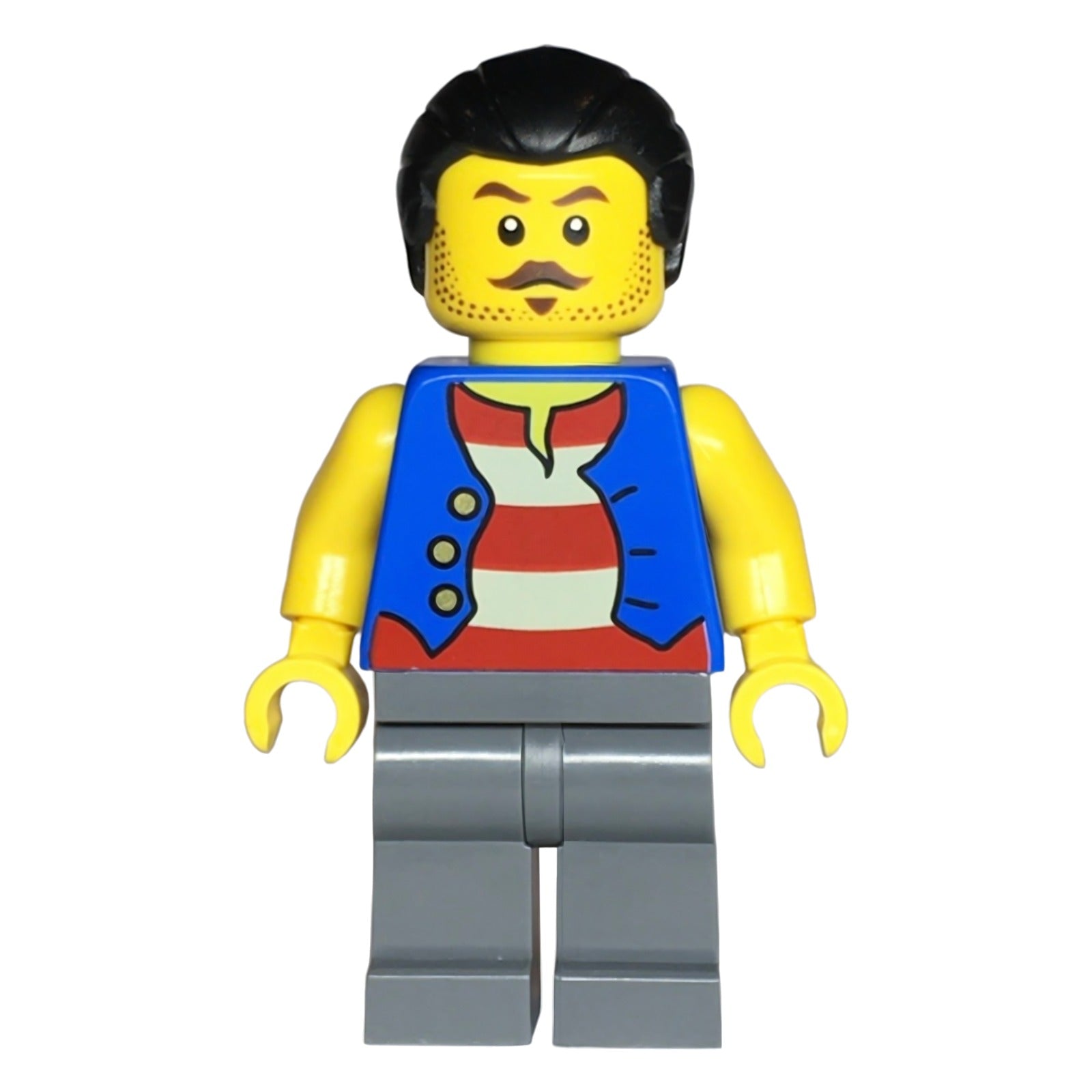 LEGO Minifigur Pirate - Male, Blue Vest, Dark Bluish Gray Legs, Black (bdp147)