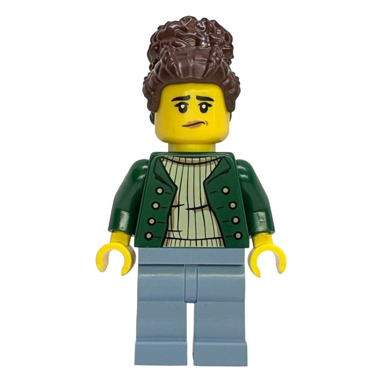 LEGO Minifigur Gold Mine Worker - Female, Dark Green Open Jacket, Sand (bdp304)
