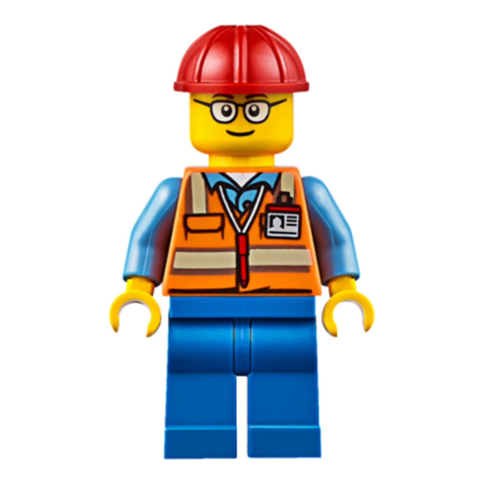 LEGO Minifigur Orange Safety Vest with Reflective Stripes, Blue Legs (cty0630)
