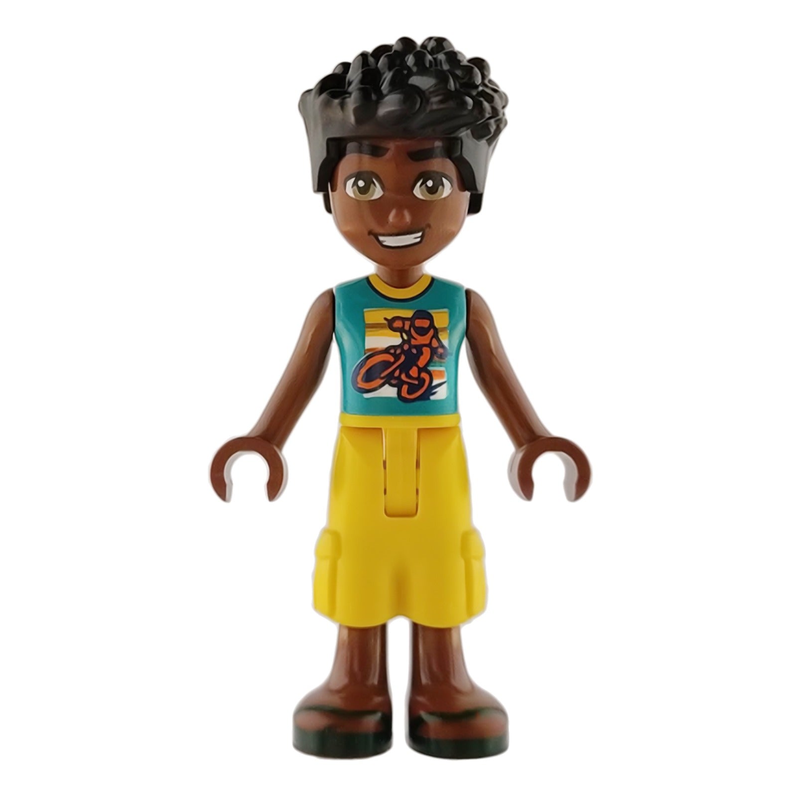 LEGO Minifigur Friends Zac - Dark Tuquoise Shirt with Motorcycle (frnd0876)