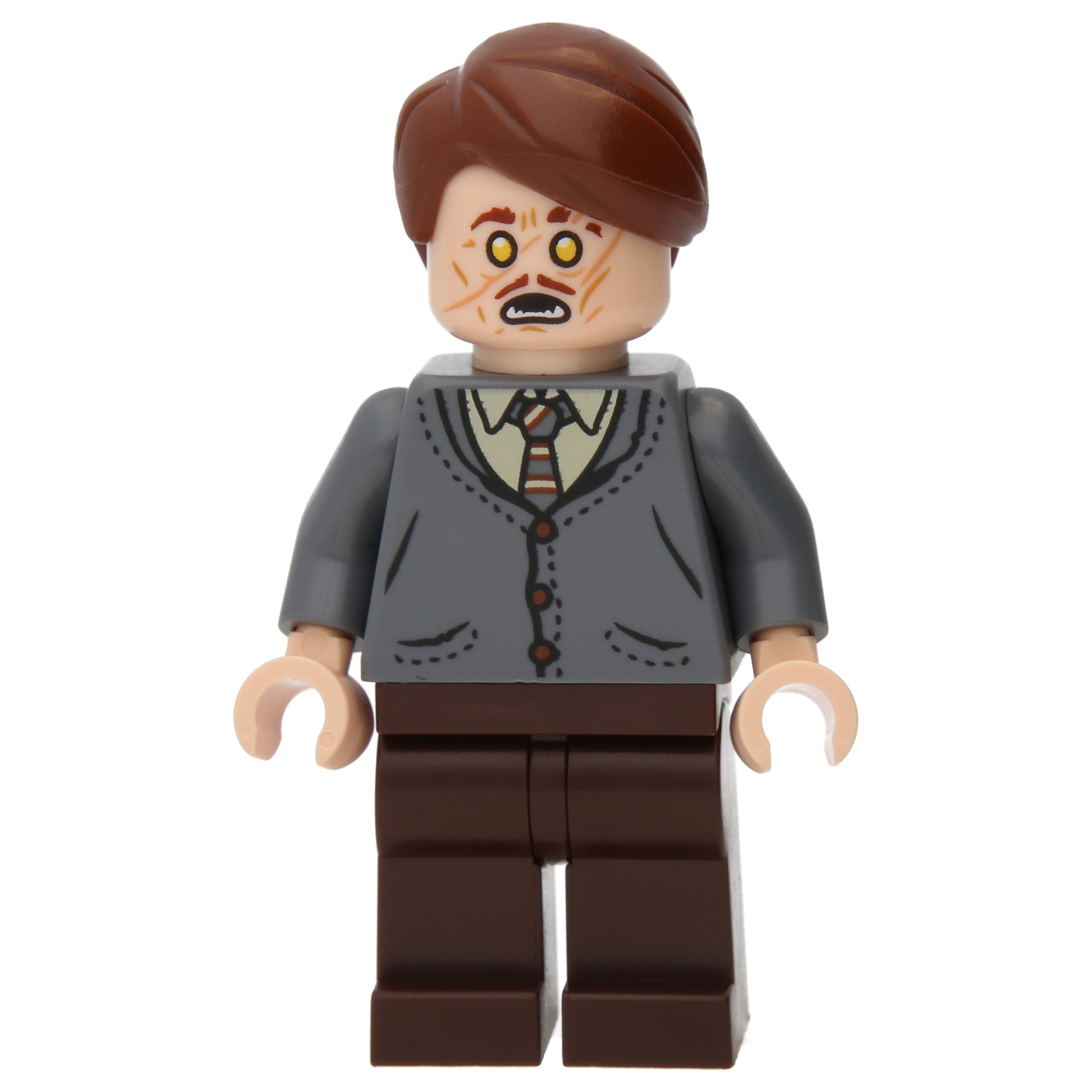 LEGO Minifigur Professor Remus Lupin - Dark Bluish Gray Cardigan, Tan (hp420)