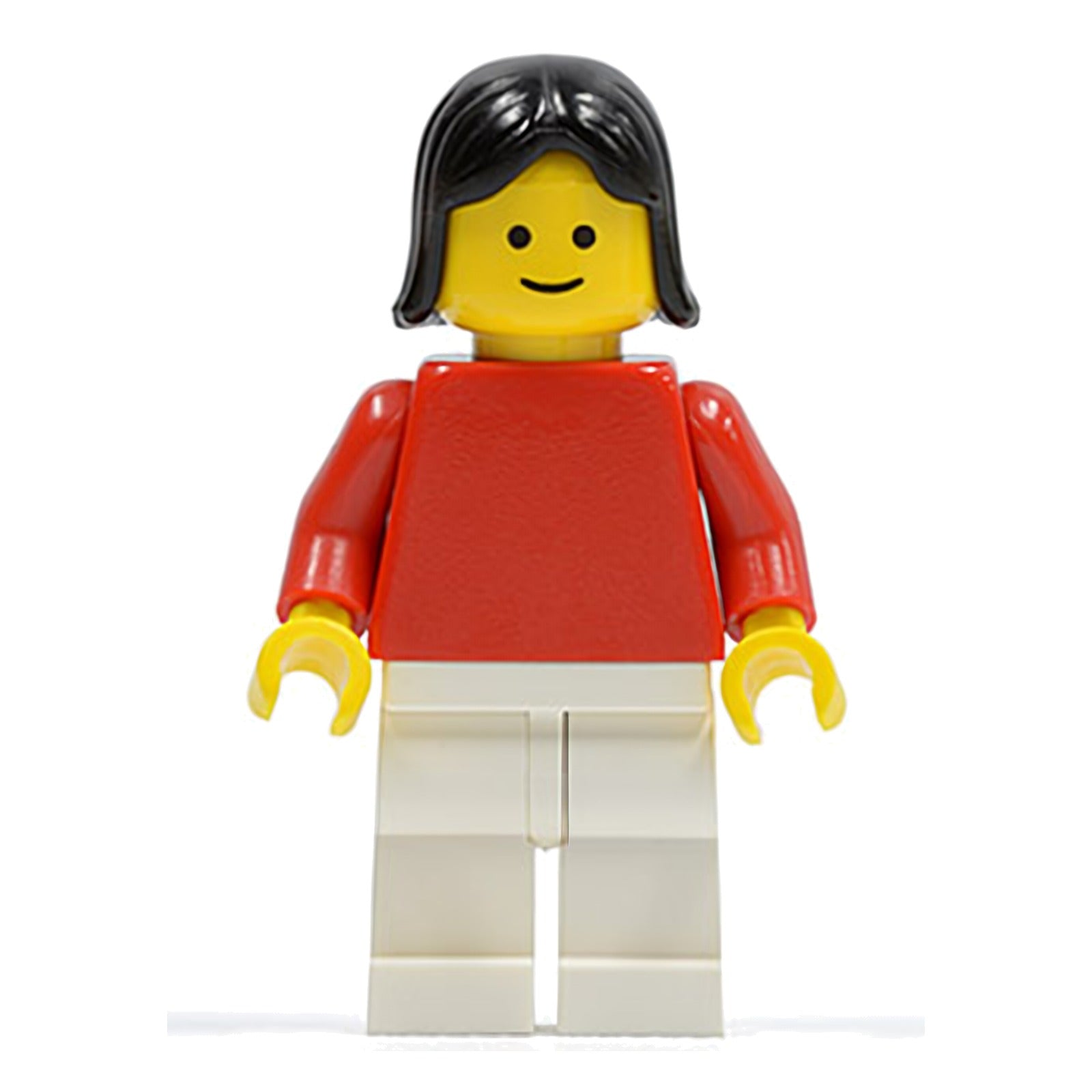 LEGO Minifigur Plain Red Torso with Red Arms, White Legs, Black Female (pln153)