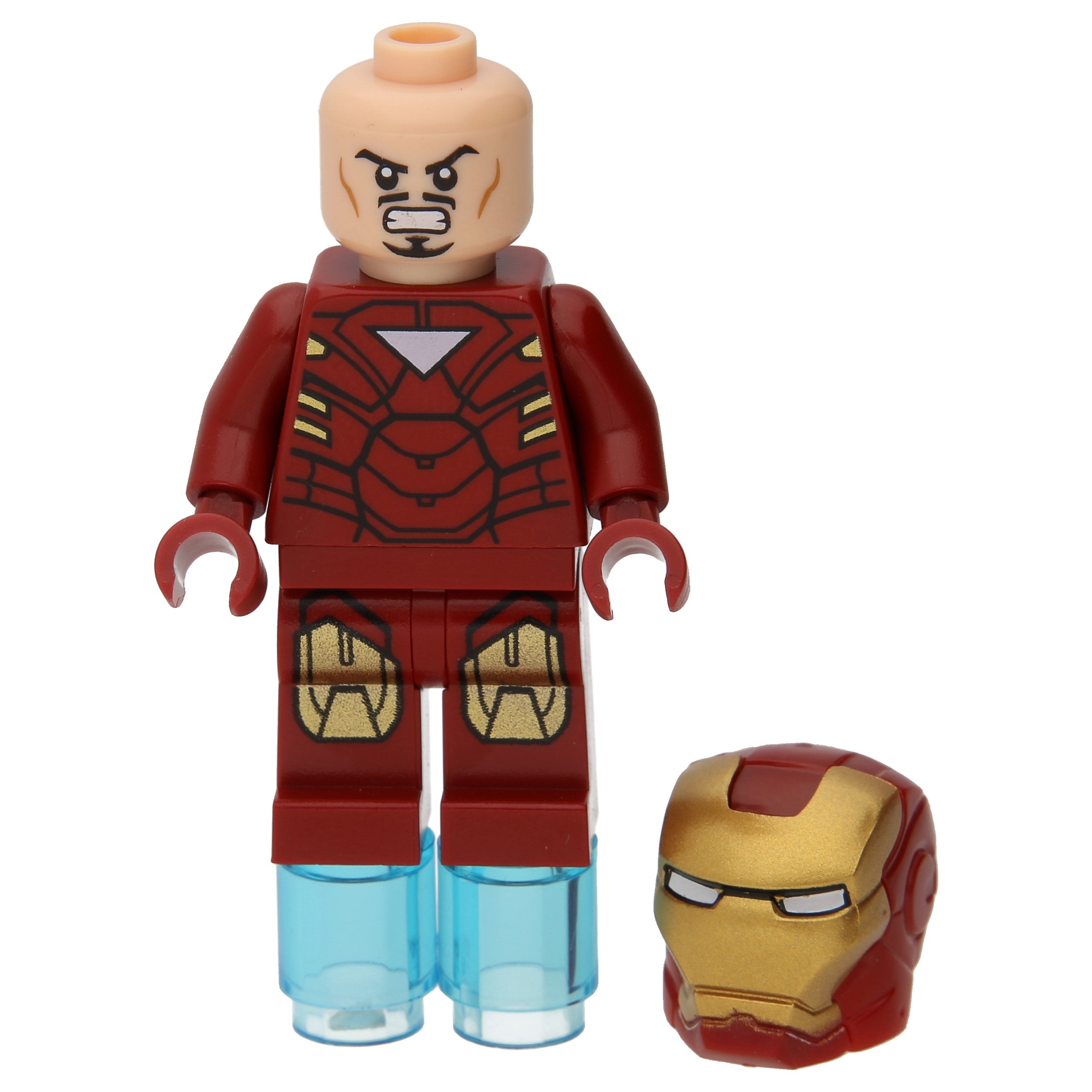 LEGO Minifigur Marvel Iron Man mit einem Dreieck auf der Brust und 2 (sh0015)