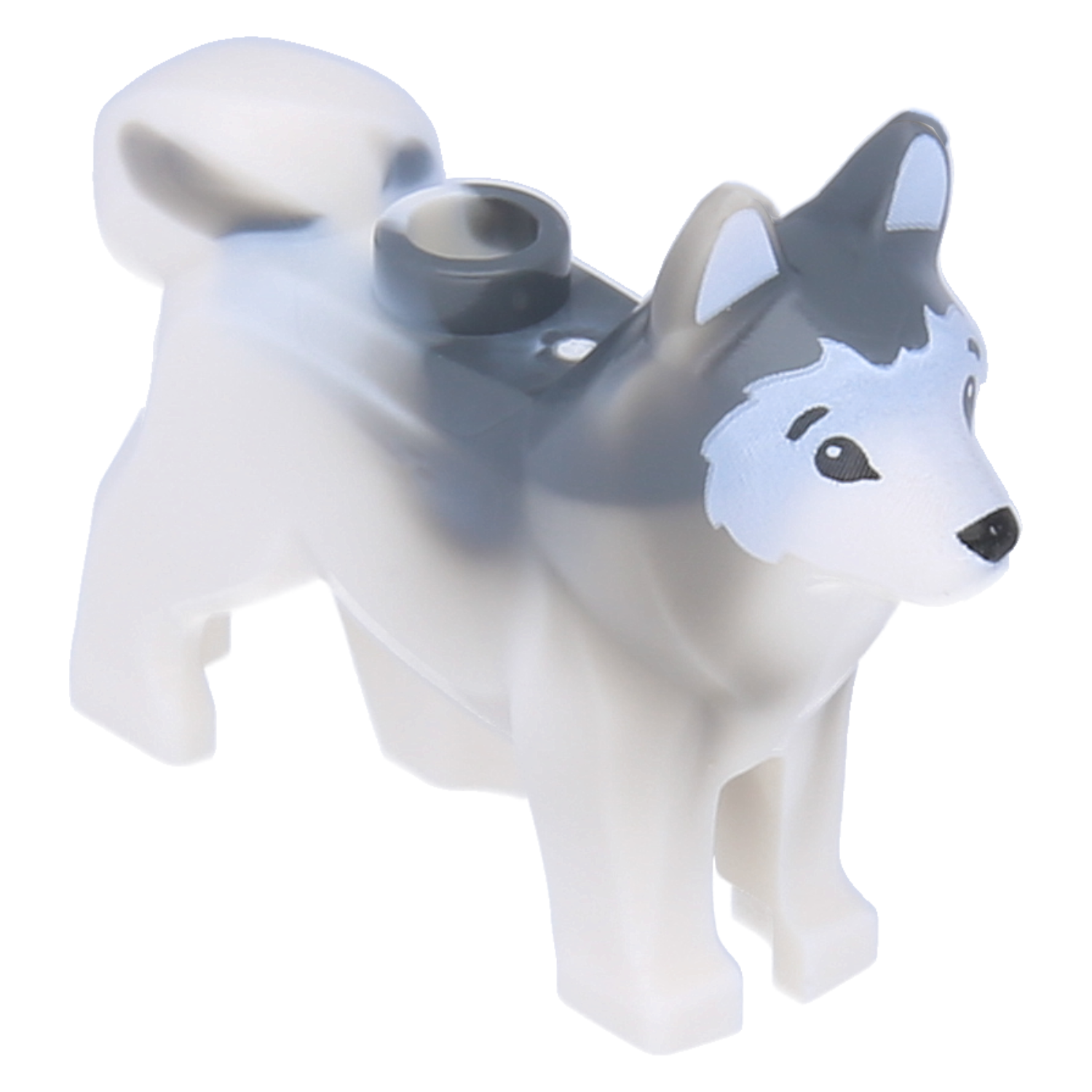 LEGO Dogs - Husky with Black Eyes and Marbled Fur (White)