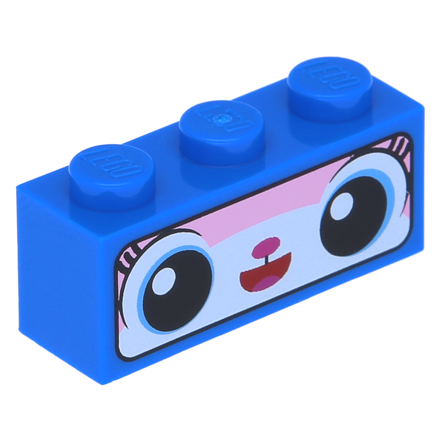 LEGO Bricks (printed) - Brick 1 x 3 Cat Face with Black Border (Blue) (Astro Kitty)