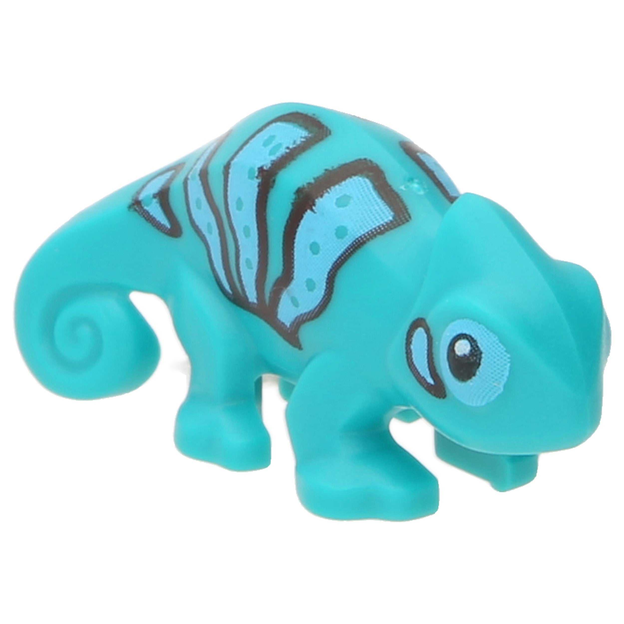 LEGO Reptiles/Dinos/Dragons - Chameleon with black and azure stripes (dark turquoise)