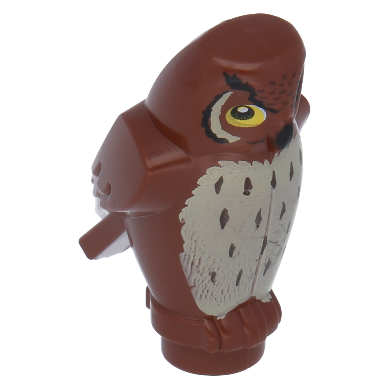 LEGO Birds – Owl with black beak, yellow eyes and beige chest (Reddish Brown)